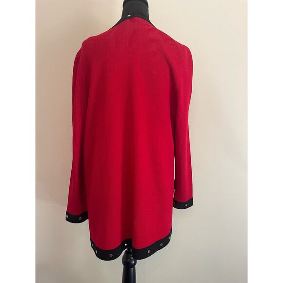 J.S.S knitwear womans jacket suit petite Sm red/black wool blend classic luxury - Picture 8 of 16